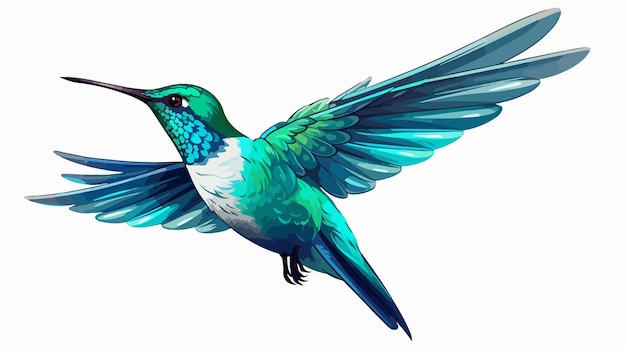 Vector a colorful bird with blue and green feathers is shown in a drawing