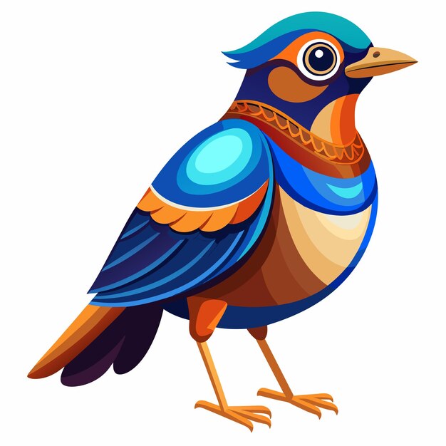 Vector colorful bird with colorful feathers