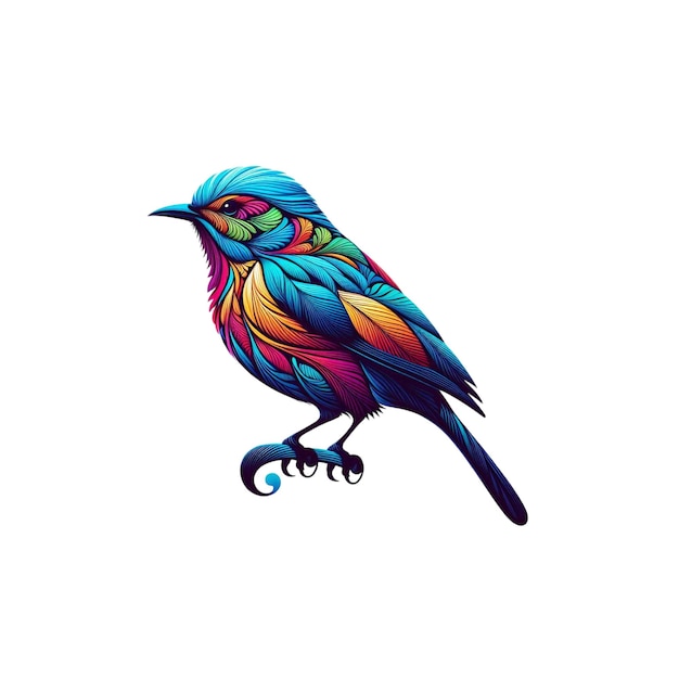 a colorful bird with a colorful tail and the word quot bird quot on it