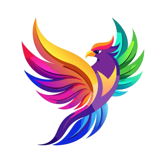 A colorful bird with a colorful wing illustration logo