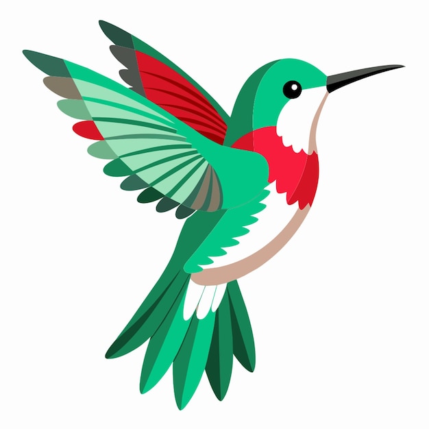 Vector a colorful bird with a green beak that says  hummingbird