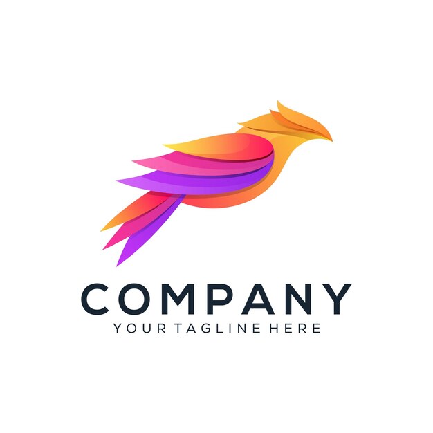 A colorful bird with a wing that says company your brand here