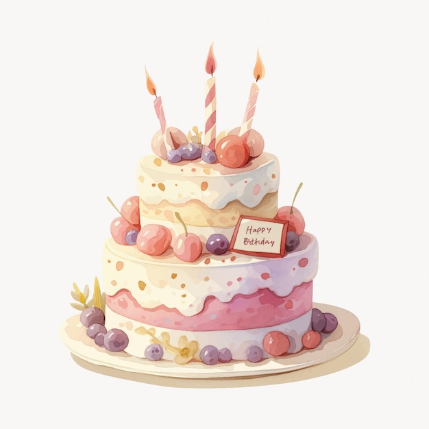 Vector colorful birthday cake illustration