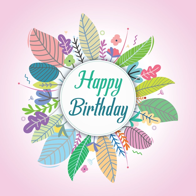 Colorful birthday card with flowers