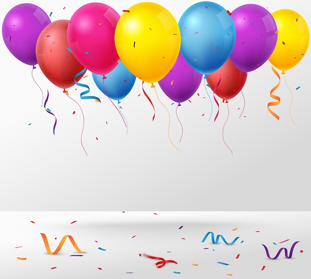 Colorful Birthday celebration banner with balloons