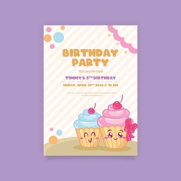 Colorful Birthday Party Invitation Poster with different characters illustrated Premium Vector