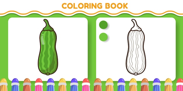 Colorful and black and white cucumber hand drawn cartoon doodle coloring book for kids