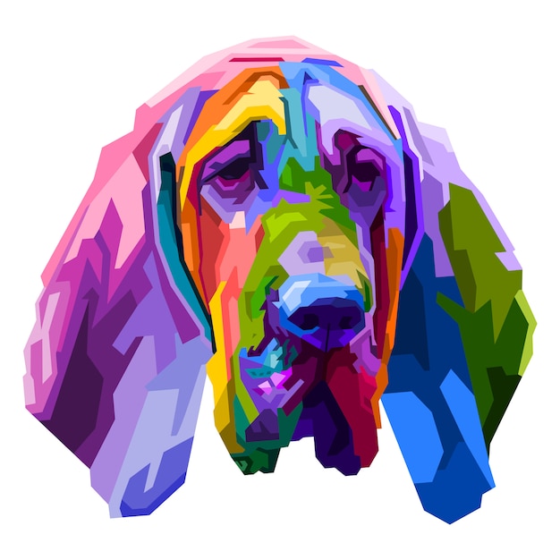 Colorful bloodhound dog isolated on pop art style.  illustration.