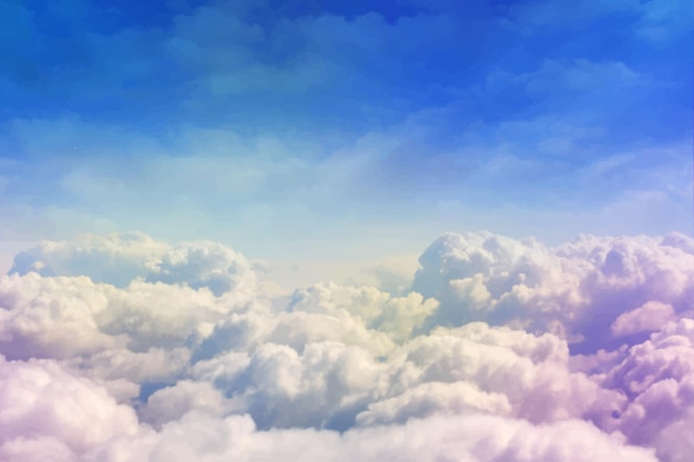 Vector a colorful blue sky with a cloud wave middle the sky is filled with different colors background