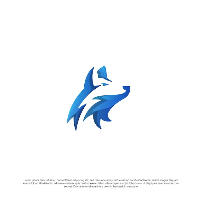 Vector colorful blue wolf logo design vector