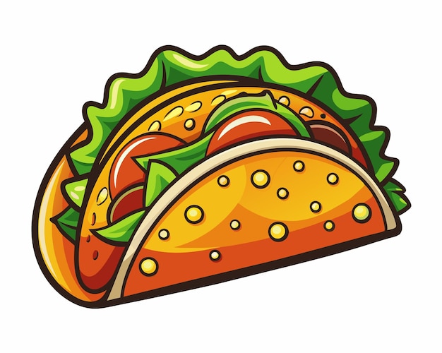 colorful bold illustration junk or fast food theme buritto or taco