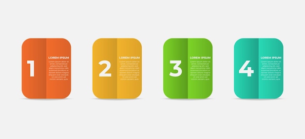 Colorful book paper style of infographic template with 4 steps