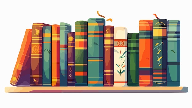 Vector colorful books on shelf illustration