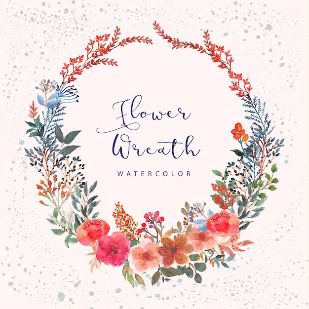 colorful botanical floral watercolor wreath