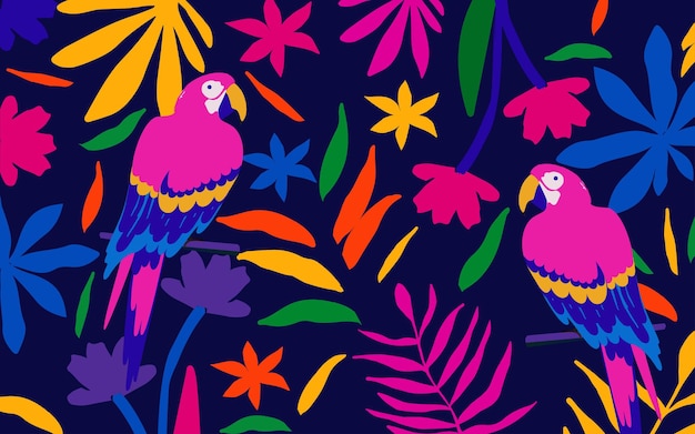 Colorful botanical shapes doodle collection