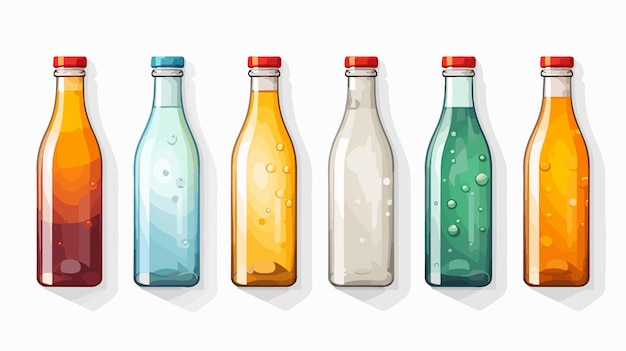 Vector colorful bottles of different colors on a white background