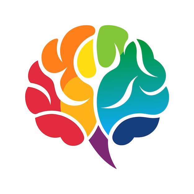 Vector colorful brain logo design concept vector art and illustration