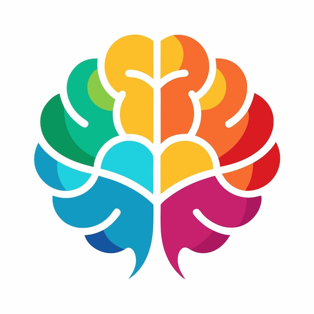 colorful brain logo design concept vector art and illustration