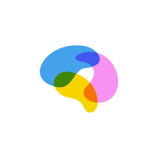 Vector colorful brain overlapping overlap logo vector icon illustration