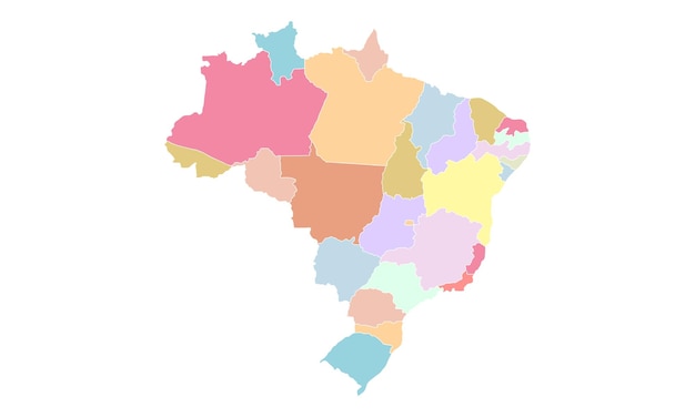 Colorful Brazil Map, perfect for office