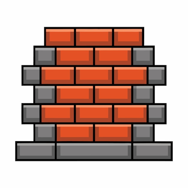 Colorful Brick Wall Icon with Red and Grey Bricks Vector Illustration