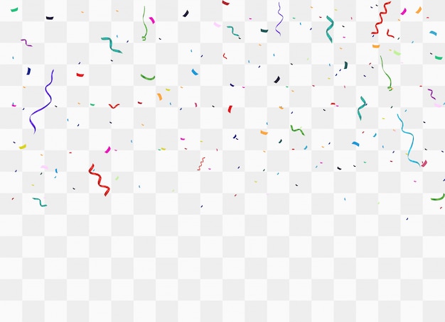 Colorful bright confetti isolated on transparent background.