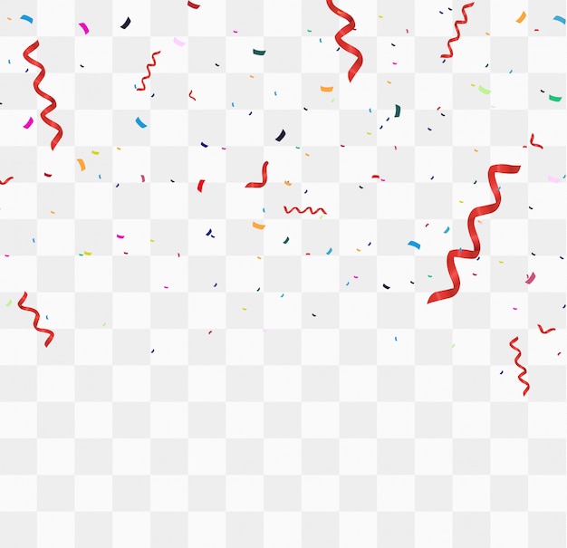 Colorful bright confetti isolated on transparent background.