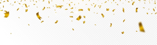 Colorful bright golden confetti isolated on transparent background Festive vector illustration