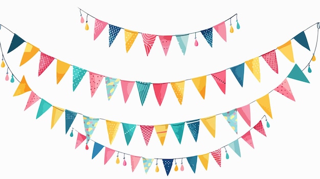 Colorful Bunting Flags Garland Vector Illustration Isolated on White Background