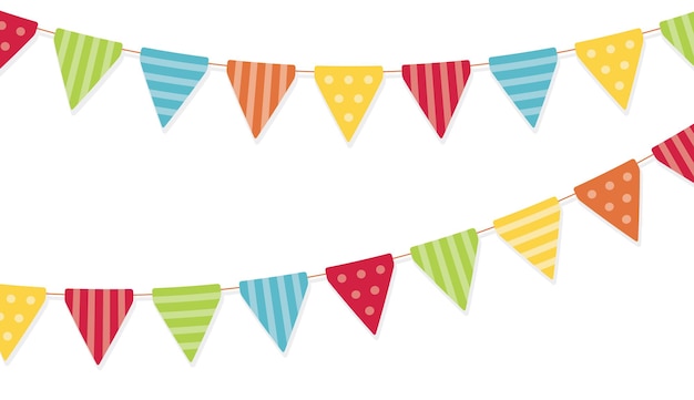 Colorful bunting flags on white background Vector illustration