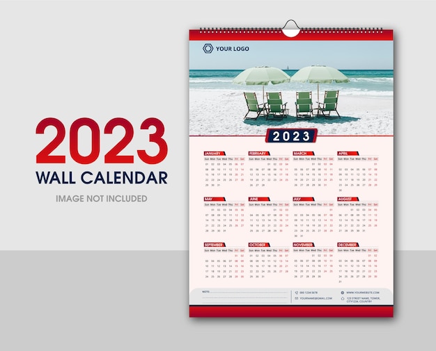 Colorful Business 2023 Wall Calendar Design Template Premium Vector