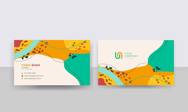 Vector colorful business card template with minimal creative elegant abstract shapes