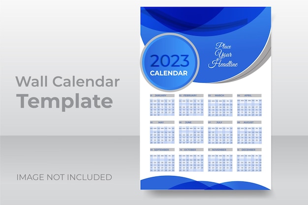 Colorful business monthly planner 2023 wall calendar design template