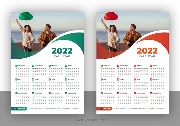 Colorful business wall calendar design template