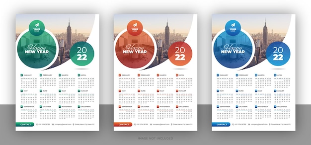 Colorful business wall calendar design template