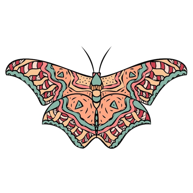 Colorful butterfly Hand drawn isolated vector illustration