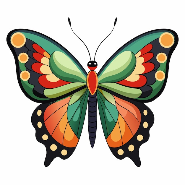 Colorful Butterfly with Green and Orange Wings