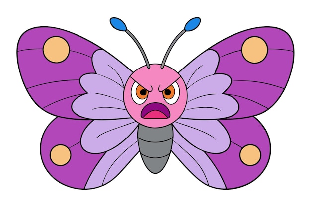 Vector a colorful butterfly with a purple face and purple wings