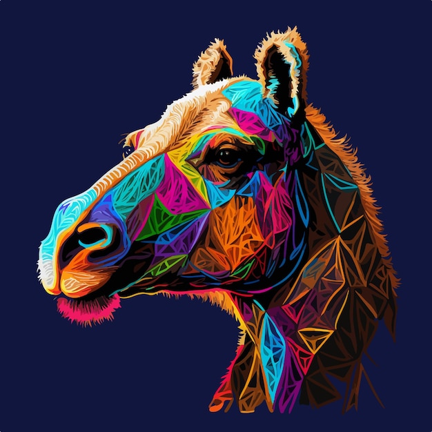 Colorful camel in pop art style