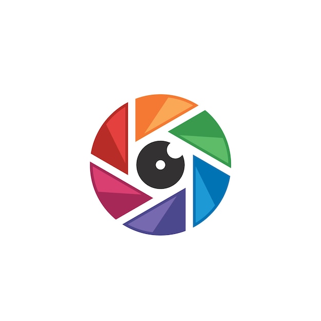 Colorful Camera Aperture Lens Vector Logo Template