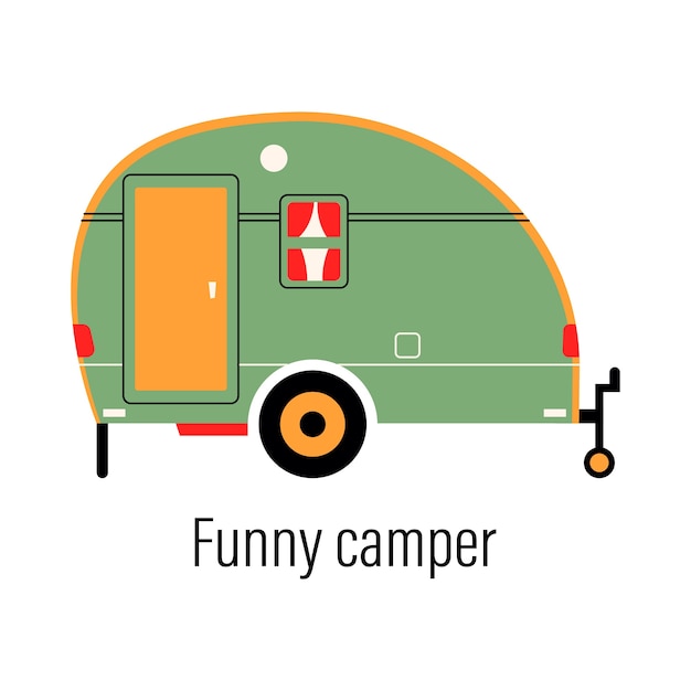 Colorful camper. Entertainment car. Mobile home for out-of-town recreation and outdoor recreation.