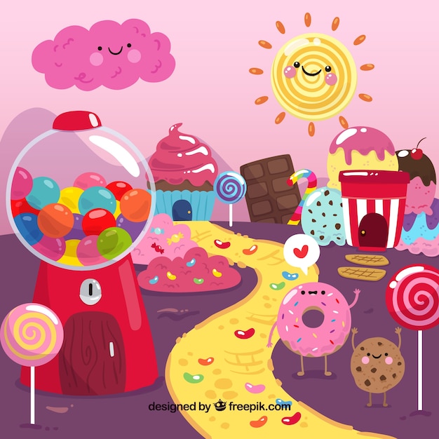 Colorful candy land background 