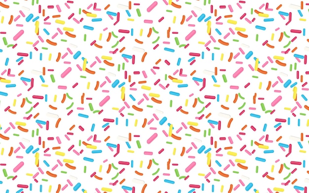 Colorful candy sprinkles isolated on white background seamless pattern vector