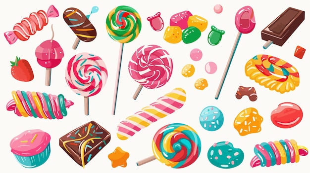 Vector colorful candy and sweets icons collection