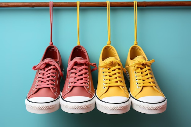 Vector colorful canvas shoes from top view