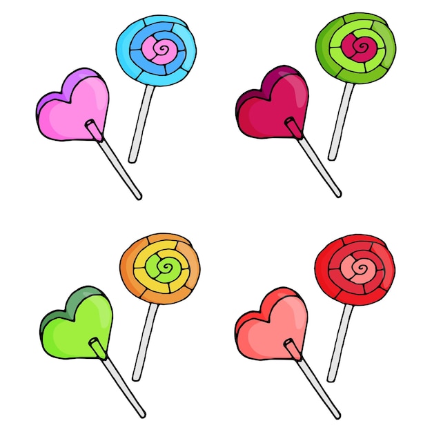 Colorful caramel lollipops on stick