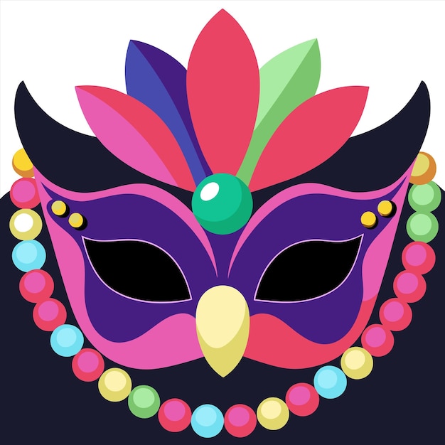 a colorful carnival mask with a colorful necklace and beads