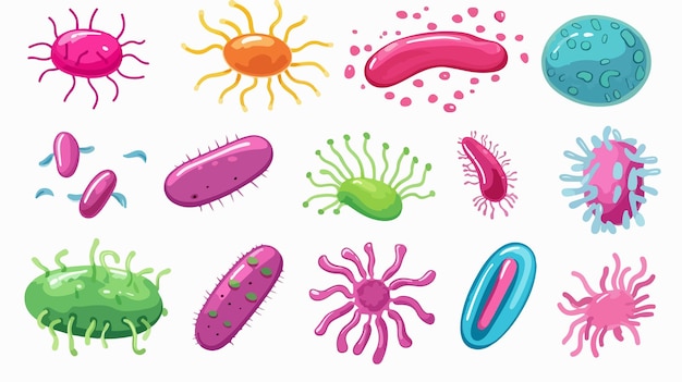 Vector colorful cartoon bacteria vector illustration