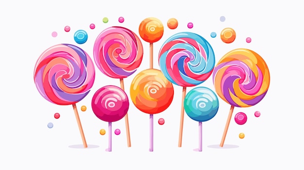 Colorful Cartoon Candy Vector Illustration on White Background