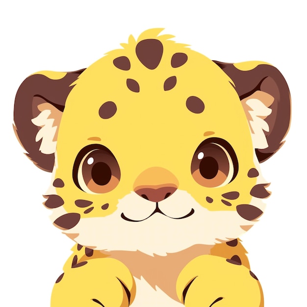 Vector colorful cartoon cheetah face icon playful animal character illustration